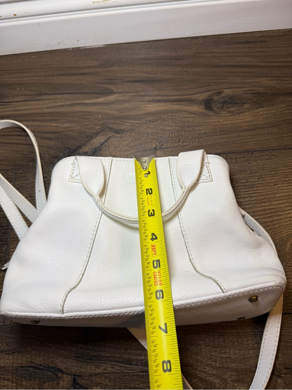 American Leather Co. Ada Triple Entry Satchel White Leather Crossbody Bag - Picture 10 of 10